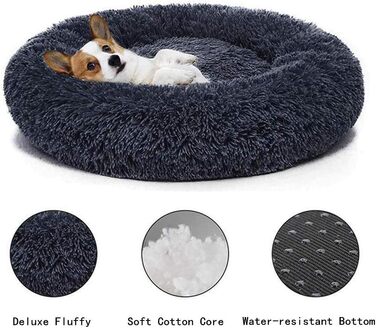 Кругла м'яка ліжко-софа для собак та котів, великого розміру, чорна (M-60cm)