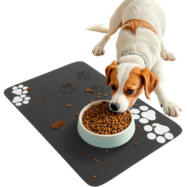 Килимок під миски для котів та собак SUKUTU, чорний, 40x60 см, неслизький, швидковисихаючий