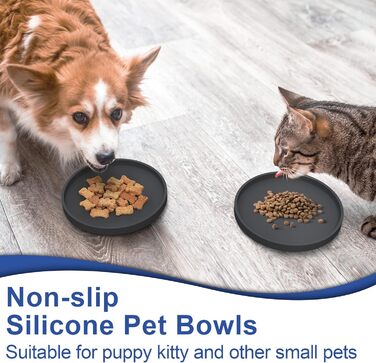 Силіконовий килимок для годування домашніх тварин Arespark, неслизький, водонепроникний, з піднятими бортиками, запобігає розливу, круглий, для собак, котів, цуценят, кошенят, 15,2 x 6, чорний