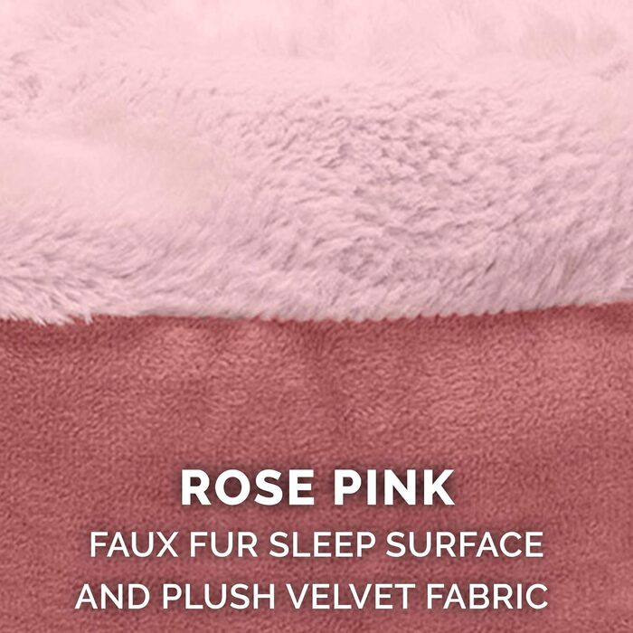 Кругла лежанка для собак Furhaven Donut з капюшоном, рожевий колір, розмір Small (61x61x18 см), плюш, вельвет, для заспокоєння, миється