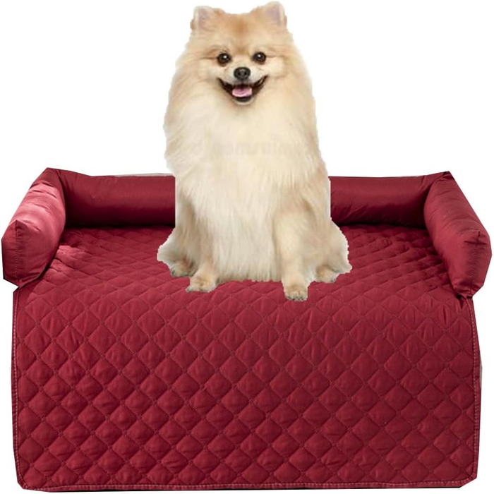 Захисний чохол для собачого дивану, водовідштовхувальний, для середніх та великих собак та котів, заспокійлива підстилка з піднятим бортиком, легко чиститься (75x120 см, 90x135 см, червоний)