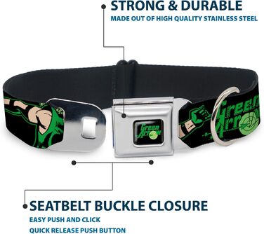 Нашийник для собак Buckle-Down Green Arrow, 22,9–38,1 см, чорний/зелений, з логотипом, міцний нейлон