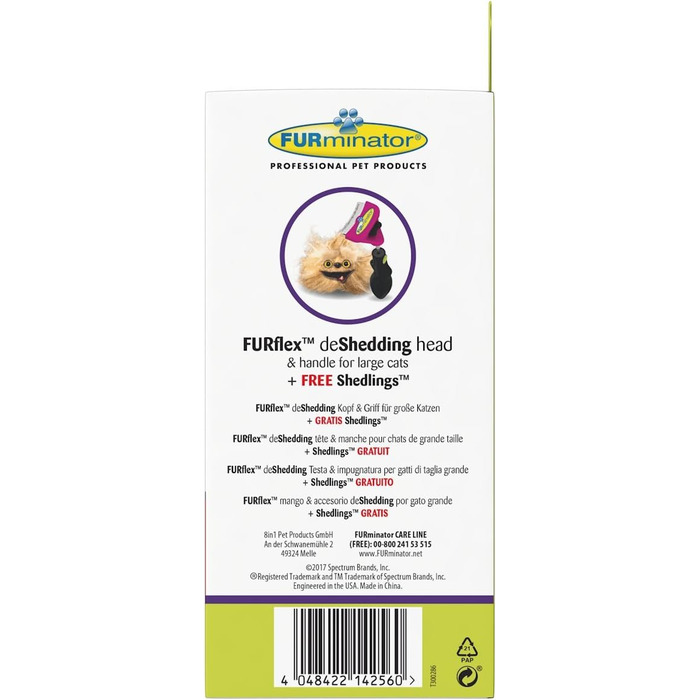 FURminator FURflex, щітка для догляду за великими котами, інструмент для видалення підшерстка, розмір L (з іграшкою для видалення шерсті)