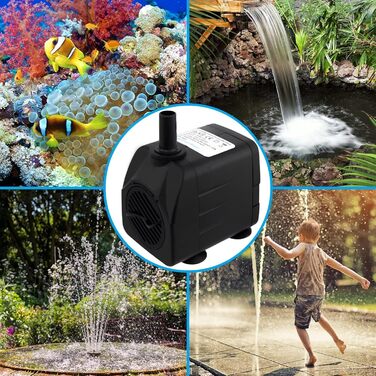 Погружний насос для ставка, фонтану, акваріума Wasserpumpe 1800 л/год, 3 насадки (13/16/19 мм), кабель 1.9м, 10Вт