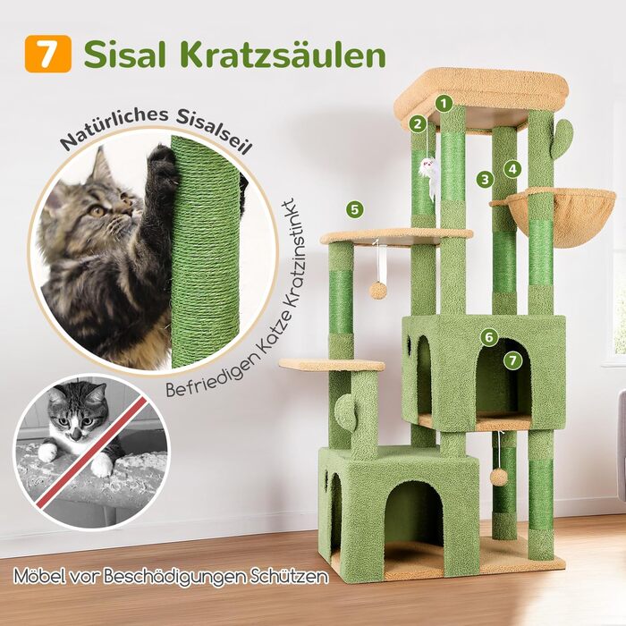 Драбина-будинок для котів Globlazer XL, 156 см, сірий, з будиночком та когтеточками