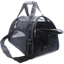 Переноска для котів та собак, м'яка, портативна, складана, схвалена авіаперевізниками (Mittel, чорний)