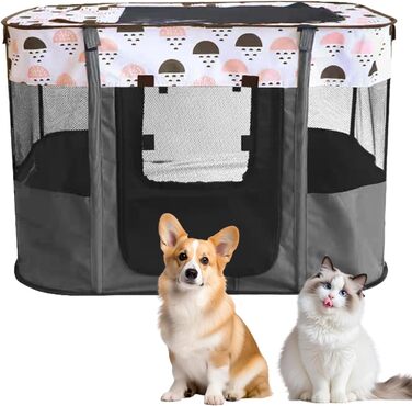 Клітка-забіг для цуценят, переносна огорожа для тварин, сірий колір, розмір M