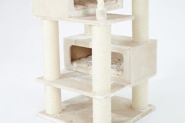 Дерев'яний когтеточка Petrebels XXL Turnpike 200 см для великих котів Maine Coon, стовпи Ø15 см, 76x76x200 см, бежево-кремовий