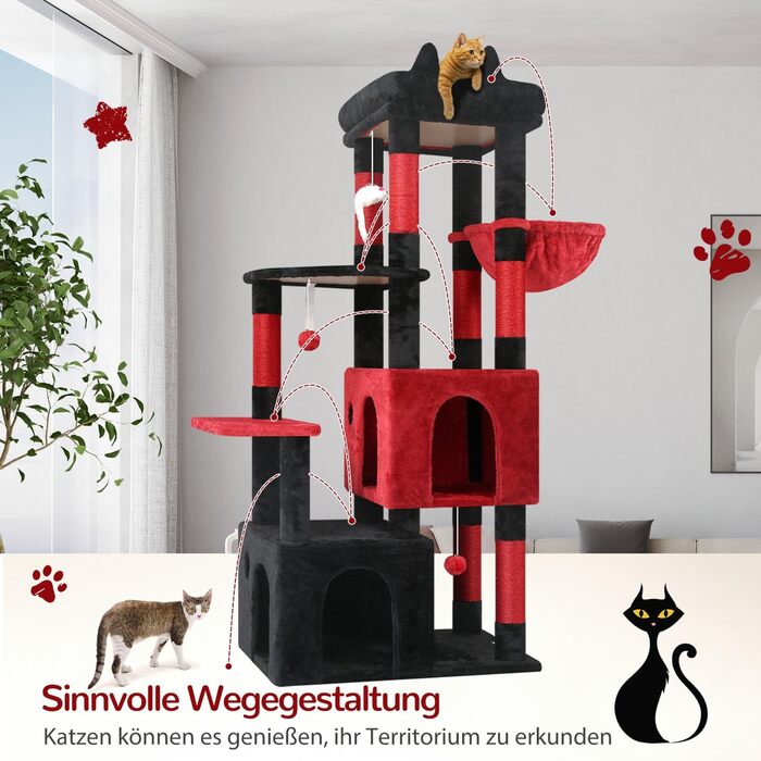 Драбина для котів Globlazer XL, Готичний стиль, сірий, 156 см, з будиночком та кігтеточками