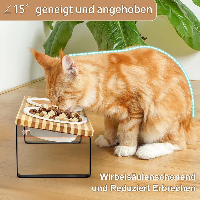Підвищена годівниця для котів GUUSII HOME: керамічний набір для їжі та води | Ергономічна годівниця для котів з піднятою платформою