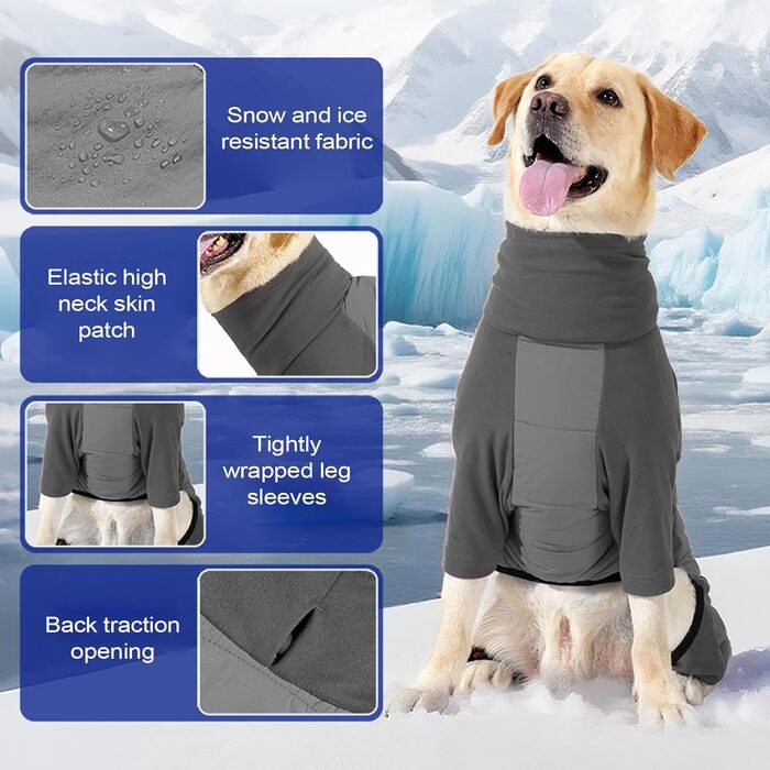 Зимовий одяг для собак, теплий зимовий куртка з коміром, для маленьких, середніх та великих собак, прогулянки, подорожі, кемпінг, сірий, розмір L (сірий, розмір XL)