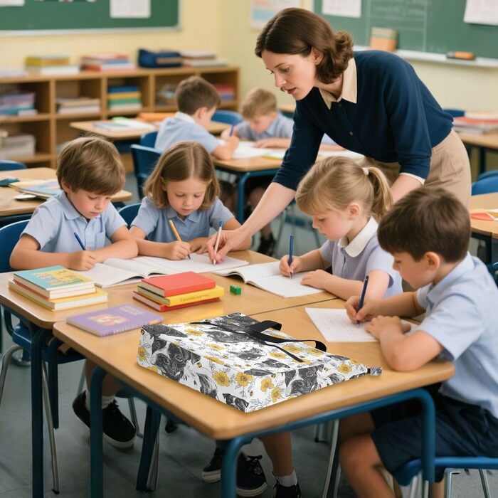 Дитяча сумка-переноска для собак Стаффордширського бультер'єра, легка, багаторазова, з блискавкою, для коледжу, шопінгу, пляжу, кольори веселки