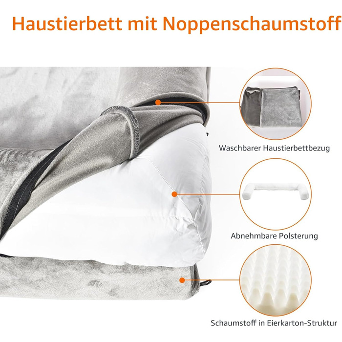 Софа-ліжко для собак Amazon Basics XL U-подібної форми, 112 x 89 x 20 см, бежева