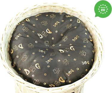 Кігтеточка-ліжко для котів: кругла хатинка з ротангу, триповерхове ліжко для собак та котів, колір білий (з коричневими та золотими подушками)