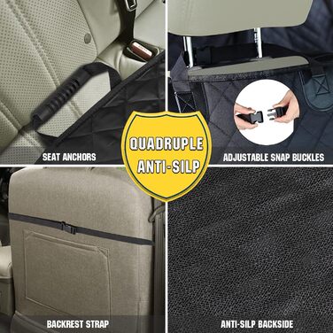 Захисний чохол на сидіння авто для собак, 136x119 см, чорний, нейлон. З щіткою для чищення та сумкою. Підходить для більшості авто та SUV.