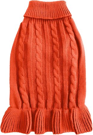 Світшот для маленьких собак, в'язаний одяг для котів, теплий зимовий одяг для кошенят, цуценят, розмір XS, світло-блакитний (XX-Small, сукня-помаранчевий)