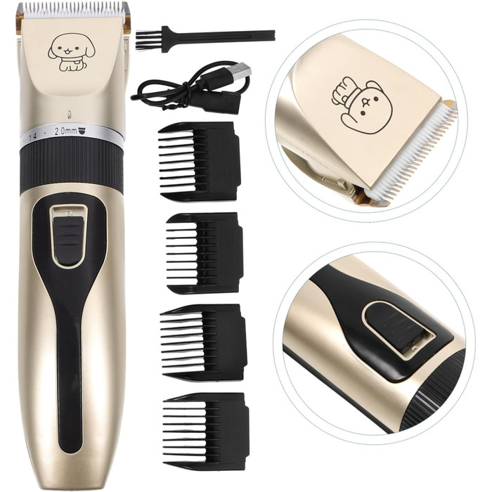 Електричний триммер для собак Yardwe - тиха та безпечна машинка для грумінгу тварин з титановим лезом