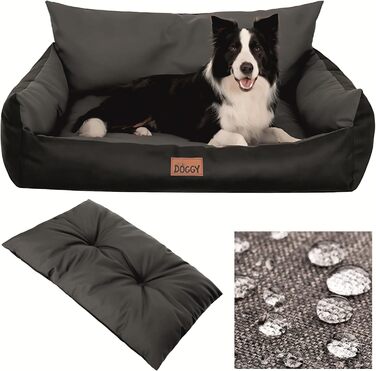 Ліжко для собак - лежанка для тварин, кошик для котів та собак великих, середніх та маленьких порід - м'яке ліжко для собак - лежанка-софа для собак - 63x48 см (XL - 80x61 см, Графіт)