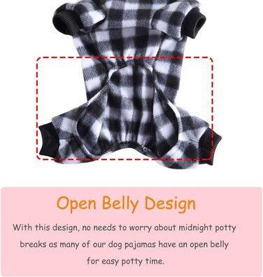 Теплий флісовий халат для собак, м'який одяг для собак, комбінезон для собак, теплий, бавовняний одяг для маленьких собак та котів (Чорний/Білий в клітинку, S)