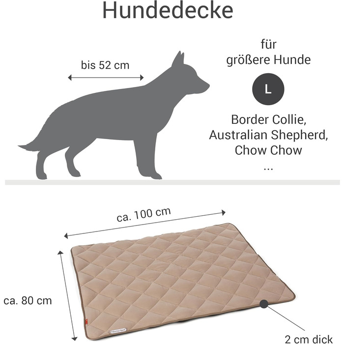 Флісова двостороння лежанка Doctor Bark для великих собак, золото-коричнева, 100x80 см, міцна, прати до 95°C