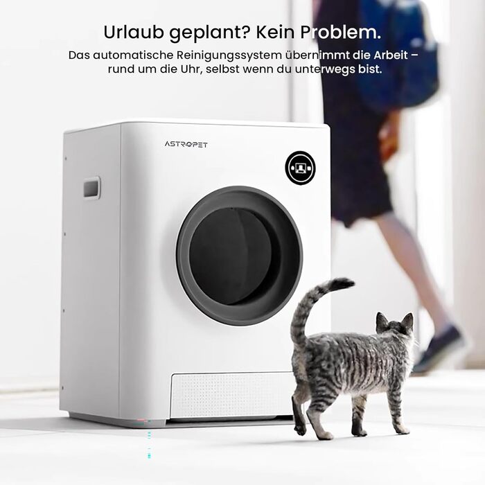 AstroPet Автоматичний лоток для котів з самоочищенням та керуванням через додаток, 68л, білий