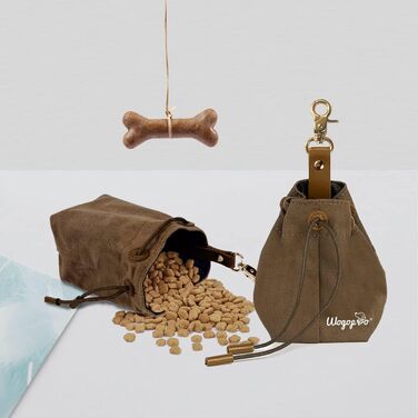 Сумка для корму для собак, канвас, з кліпсою та шнуром, для тренувань (колір: коричневий)