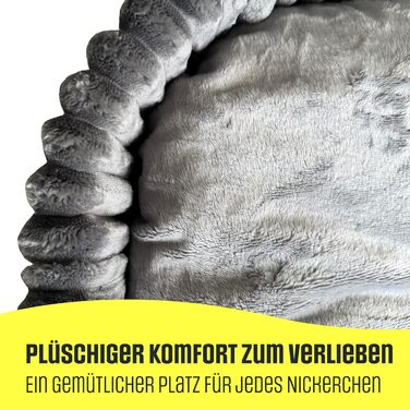 Лежанка для собак та котів, овал 60x50 см, сірий леопардовий принт, Velours, легко миється