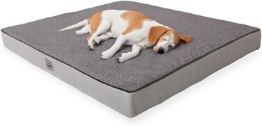 Ортопедичне ліжко для собак середнього розміру, вологостійке, з ультрам'якою піною, знімний, пральний чохол та неслизьке дно, білий та сірий колір, розмір Medium (31.4'L x 23.6'W x 3.1'H)