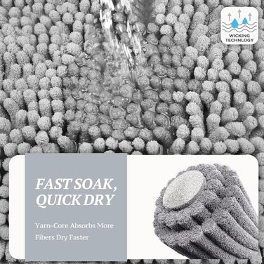 Килимок для собак VIVAGLORY Absorpmax Cleany Mat: поглинаючий, миючий, неслизький, сірий, 80x50 см