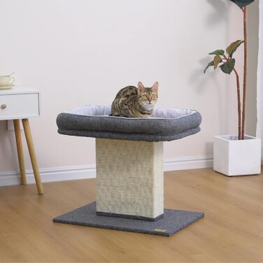 Ліжко для кота Catry з когтеточкою, мінімалістичний дизайн, зручне котяче ліжко та стійкий дряпак, легко збирається, меблі для котів