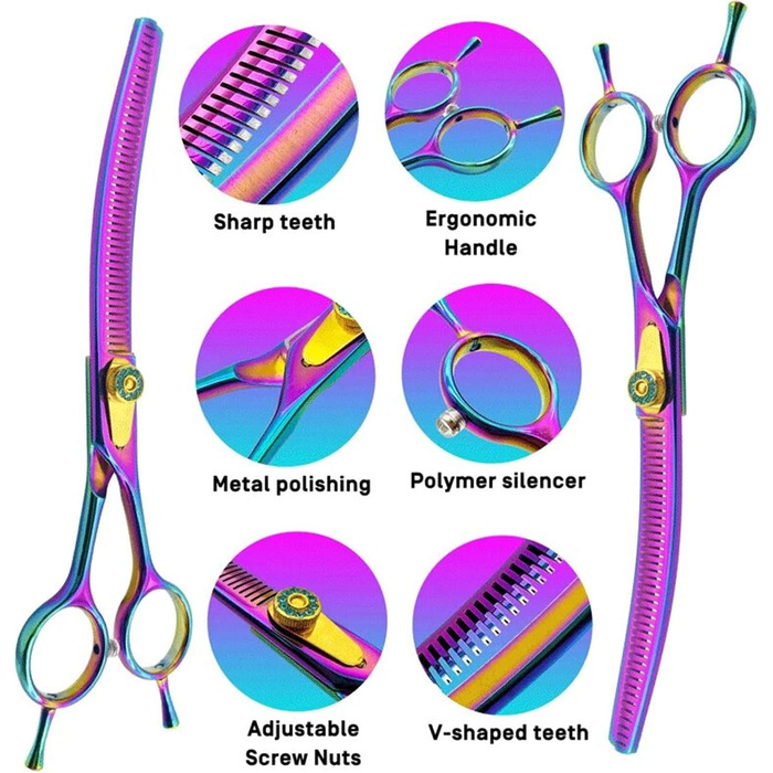 Професійна витончена ножиці для грумінгу собак 7.0 дюймів, з нержавіючої сталі, для тонкого вирівнювання (30%)