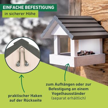 Годівниця для птахів Windhager Feldberg з дерева (сосна) | Стиль Landhaus | Містка, на три сторони, стійка до погодних умов | 20,50 x 21 x 23,50 см