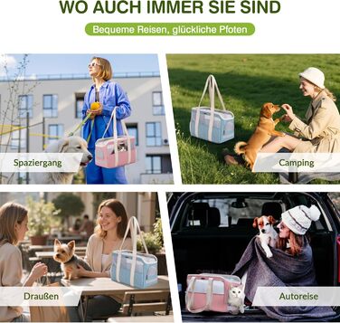 М'яка переноска для собак та котів ALLSOPETS, складана, дихаюча, з поводком, легка, для подорожей, до ветеринара, на вулицю (небесно-блакитний)