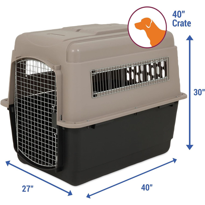 Petmate Ultra Vari: Міцна будка для собак середніх та великих порід. Подорожуйте з комфортом! Виготовлена з перероблених матеріалів. Розміри: 102 x 69 x 76 см. Колір: Бежевий/Чорний