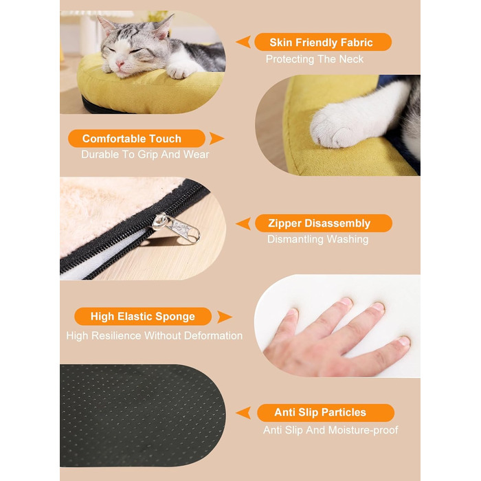 Ортопедичне ліжко для собак PETCUTE великих порід, зручне, з антиковзною основою та знімним чохлом, блакитне