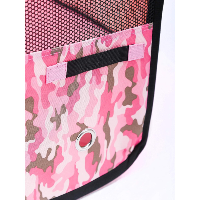 Портативний вольєр для домашніх тварин Pawer, 114x61 см, 8 панелей, рожевий камуфляж, 600D Oxford, для котів/собак/цуценят