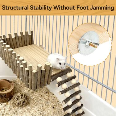 Платформа для хом'яків HERCHR з дерева, мостик, іграшка для гризунів з огорожею, підходить для цукрових поссумов та золотих ведмедиків