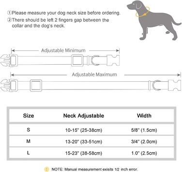 Нашийник для собак Didog з нейлону, м'який, з металевою застібкою-швидкої фіксації, чорний, розмір M (33-51 см)