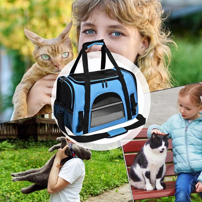 Трансформер для котів та собак – сумка-переноска на плечі | Компактна переноска для тварин, легка, міцна, зручна, з вентиляцією, для прогулянок, для цуценят, практична (Блакитна)