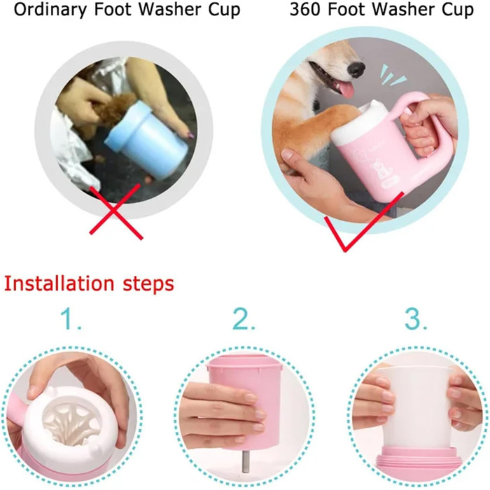 Очисник лап для собак з рушниками, портативний силіконовий пристрій для догляду за лапами, рожевий, S, рожевий