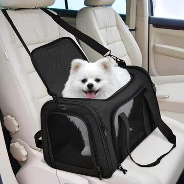 Складана переноска для собак та котів - чорна, для подорожей та кемпінгу