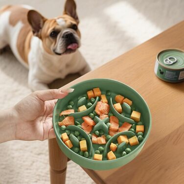 Керамічна миска від проковтування для маленьких собак - протиковзаюча миска для собак та котів - підходить для сухого та вологого корму - 180г (Small, Зелений)