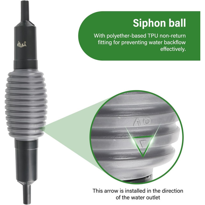 Сифон для акваріума AQQA: очищувач ґрунту, 3-в-1, до 60 см