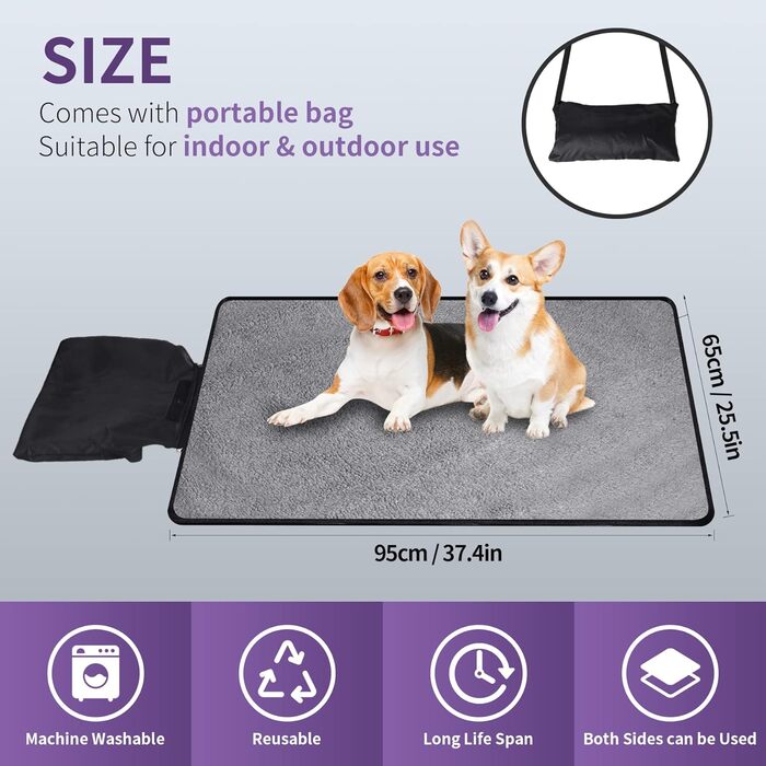 Складана килимок для собак 95x65 см, водовідштовхувальний, для подорожей та дому