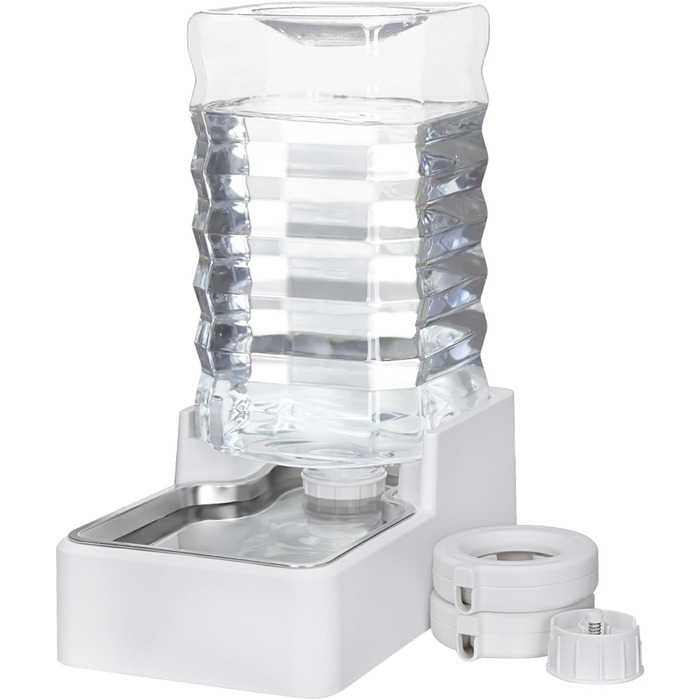 Автоматична поїлка для собак і котів MASOCAT 9 л, з нержавіючої сталі, BPA-free, гравітаційна, для середніх і великих тварин, біла