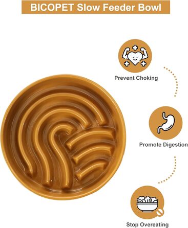 Миска для собак Slow Feeder з кераміки з нековзним силіконовим краєм - пазл для повільного годування, запобігання здуття та ожиріння (Абрикос-S) (Середній, Помаранчевий/Західний колір у зигзаг-смузі (Sunset Chevron))