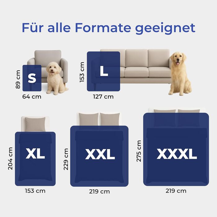 Водонепроникний коврик Dreamzie для собак 127x152 см - для дивану та ліжка. З обох боків Sherpa Fleece, прання допустиме (Морська синя, L)