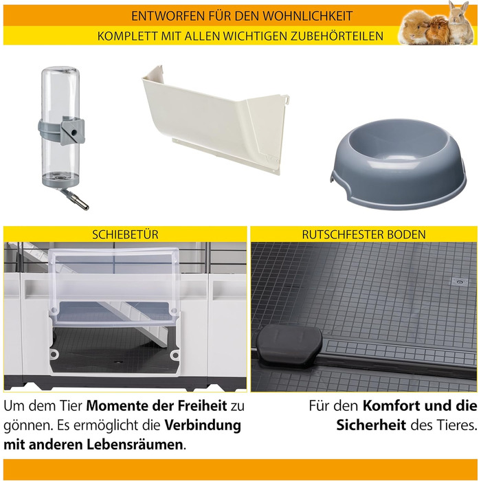 Клітка для кроликів Ferplast Modular 4 розширювана, велика, з аксесуарами 179x72x56 см