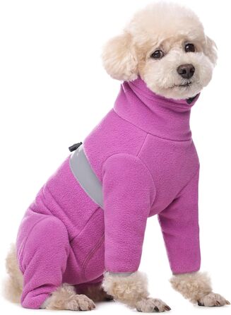 Теплий флісовий одяг для собак, зимовий, з довгими рукавами, для чотирилапих, регульований, для собак малих та середніх порід, розмір XS (фіолетовий)