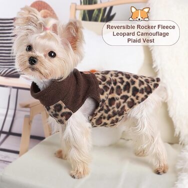 Флісовий пуловер для собак Kosiyi з леопардовим принтом, еластичний, з отвором для повідка, одяг для домашніх тварин, легкий верхній одяг для маленьких собак, для холодної погоди, для хлопчиків та дівчаток